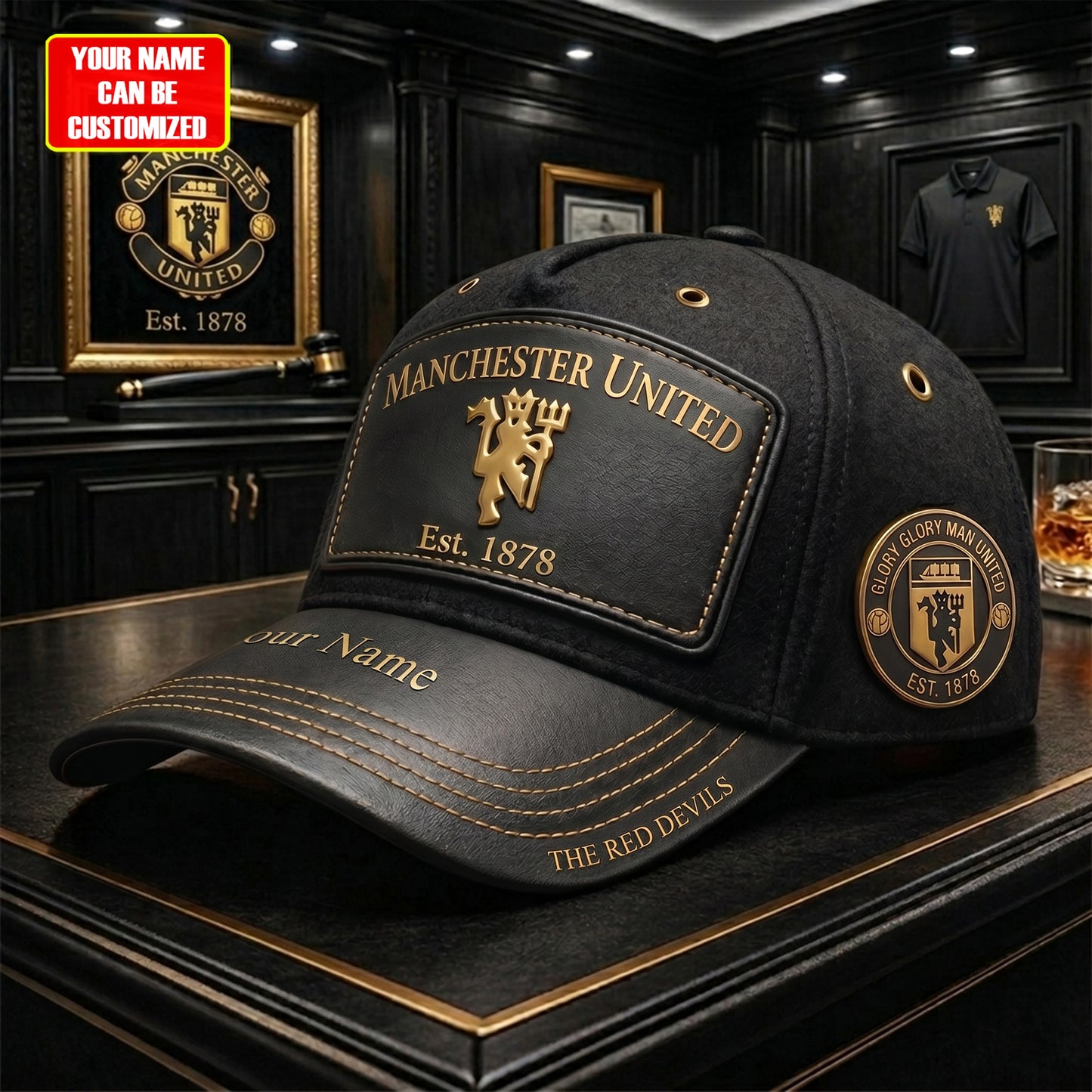 Personalized MU FC Leather Vintage Classic Cap