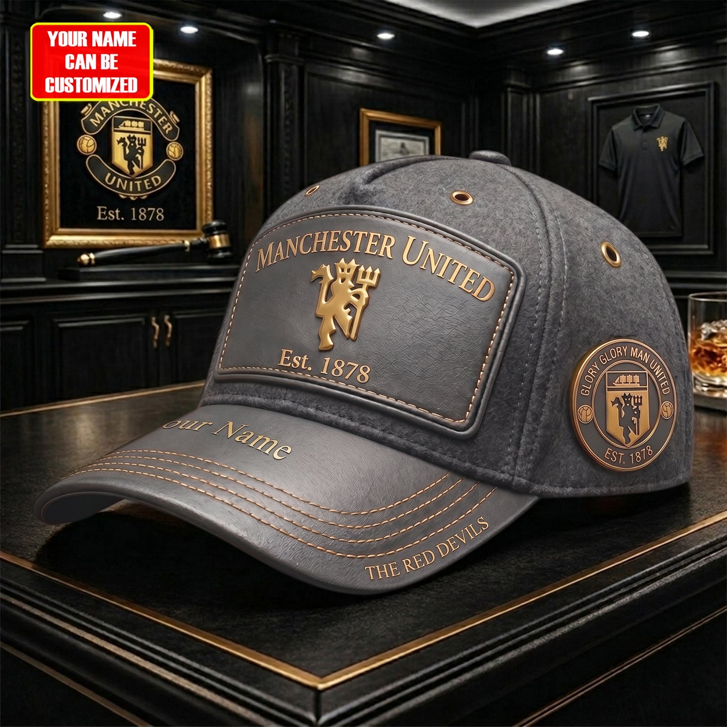 Personalized MU FC Leather Vintage Classic Cap