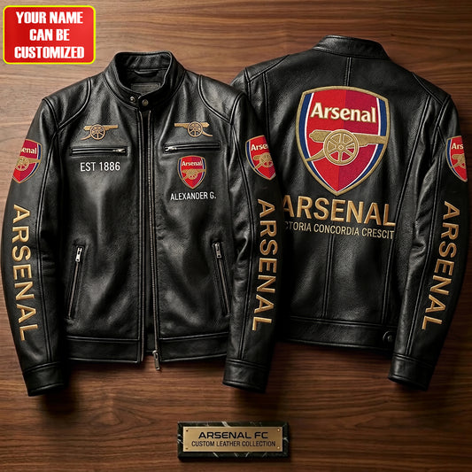 Arsenal FC Est.1886Vintage Collar Leather Jacket