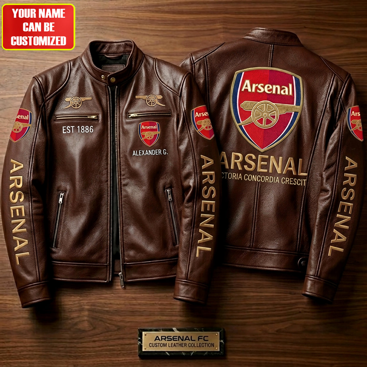 Arsenal FC Est.1886Vintage Collar Leather Jacket