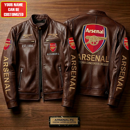 Arsenal FC Est.1886Vintage Collar Leather Jacket