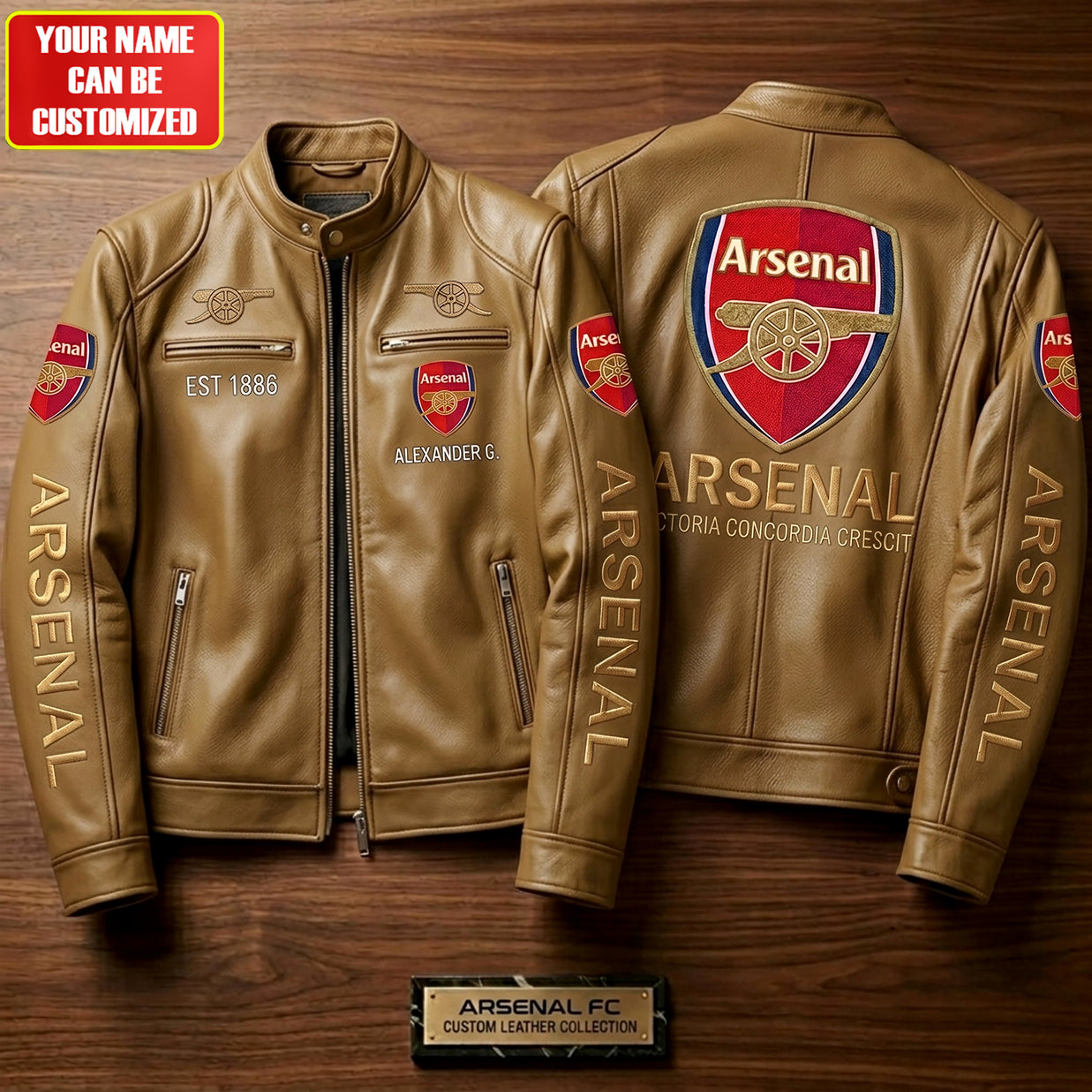 Arsenal FC Est.1886Vintage Collar Leather Jacket