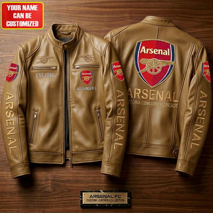 Arsenal FC Est.1886Vintage Collar Leather Jacket