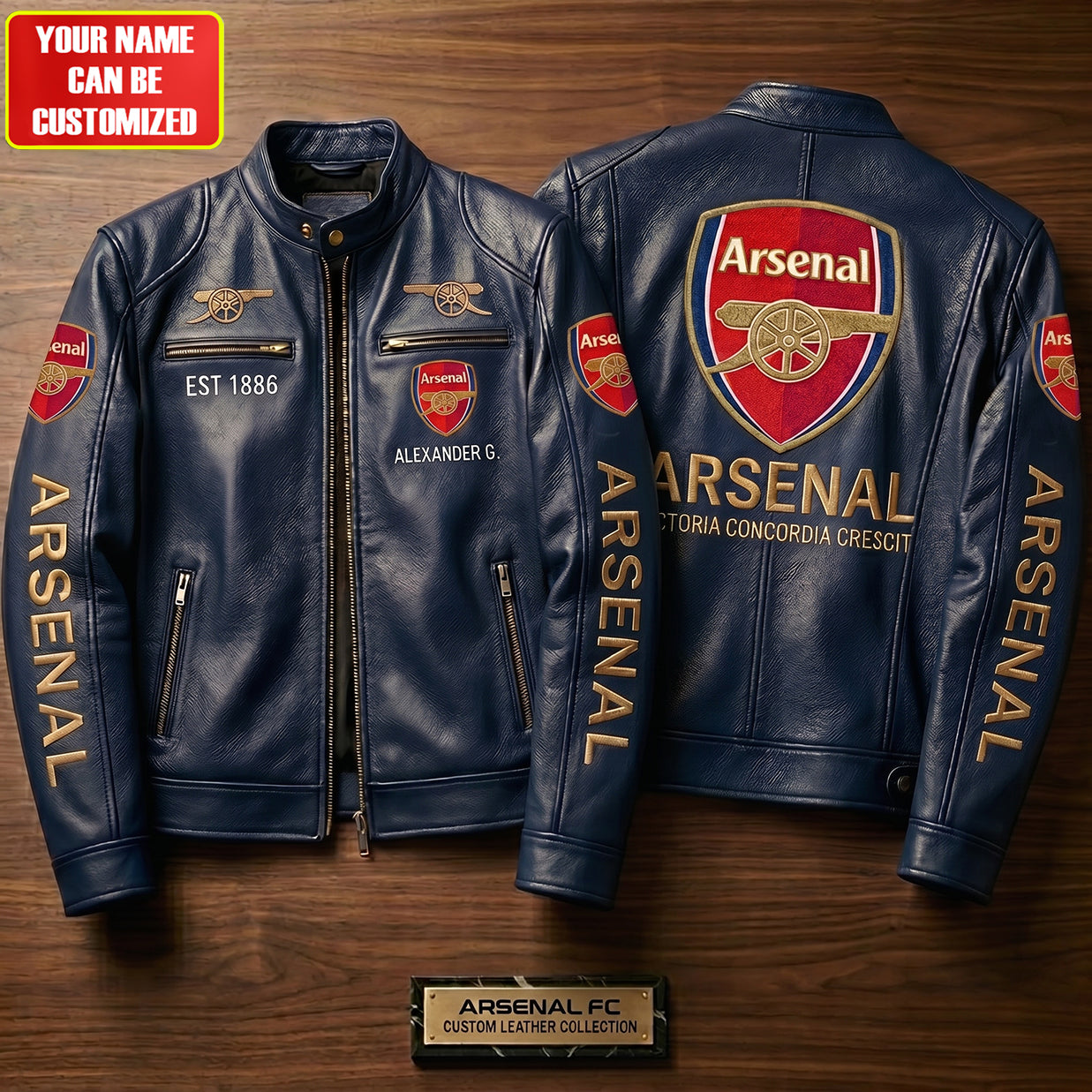 Arsenal FC Est.1886Vintage Collar Leather Jacket