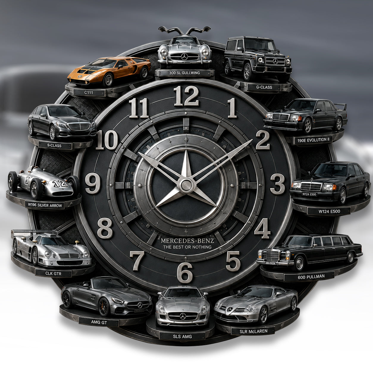 Merc History Home Decorative 3D Visual Effect Acrylic Wall Clock