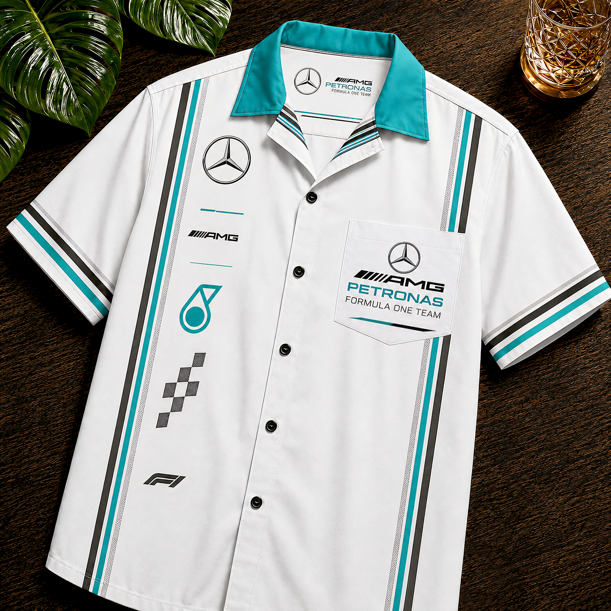 Merc AMG Petronas Racing Tropical Hawaii Shirt Beach Short