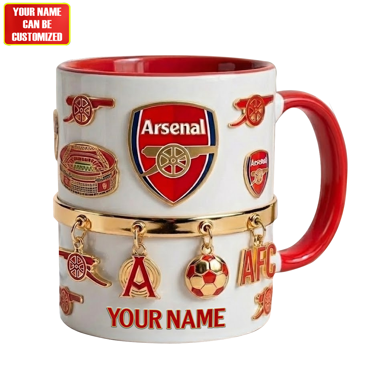 Personalized Arsenal FC Accent Mug , Cream Mug Gifts , Holiday Gifts