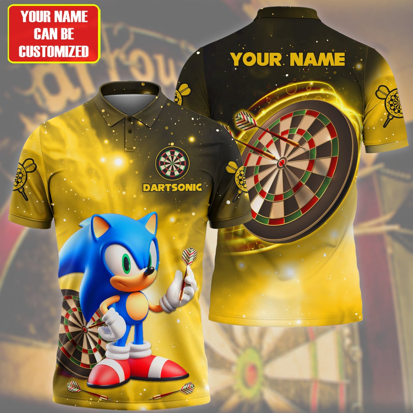 Personalized Name Dartsonic Yellow Version All Over Printed Unisex Shirt Q050202