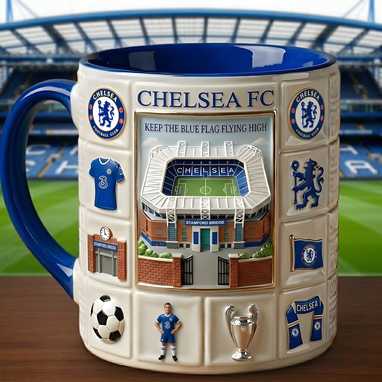 Chelsea Stadium Accent Mug , Cream Mug Gifts , Holiday Gifts