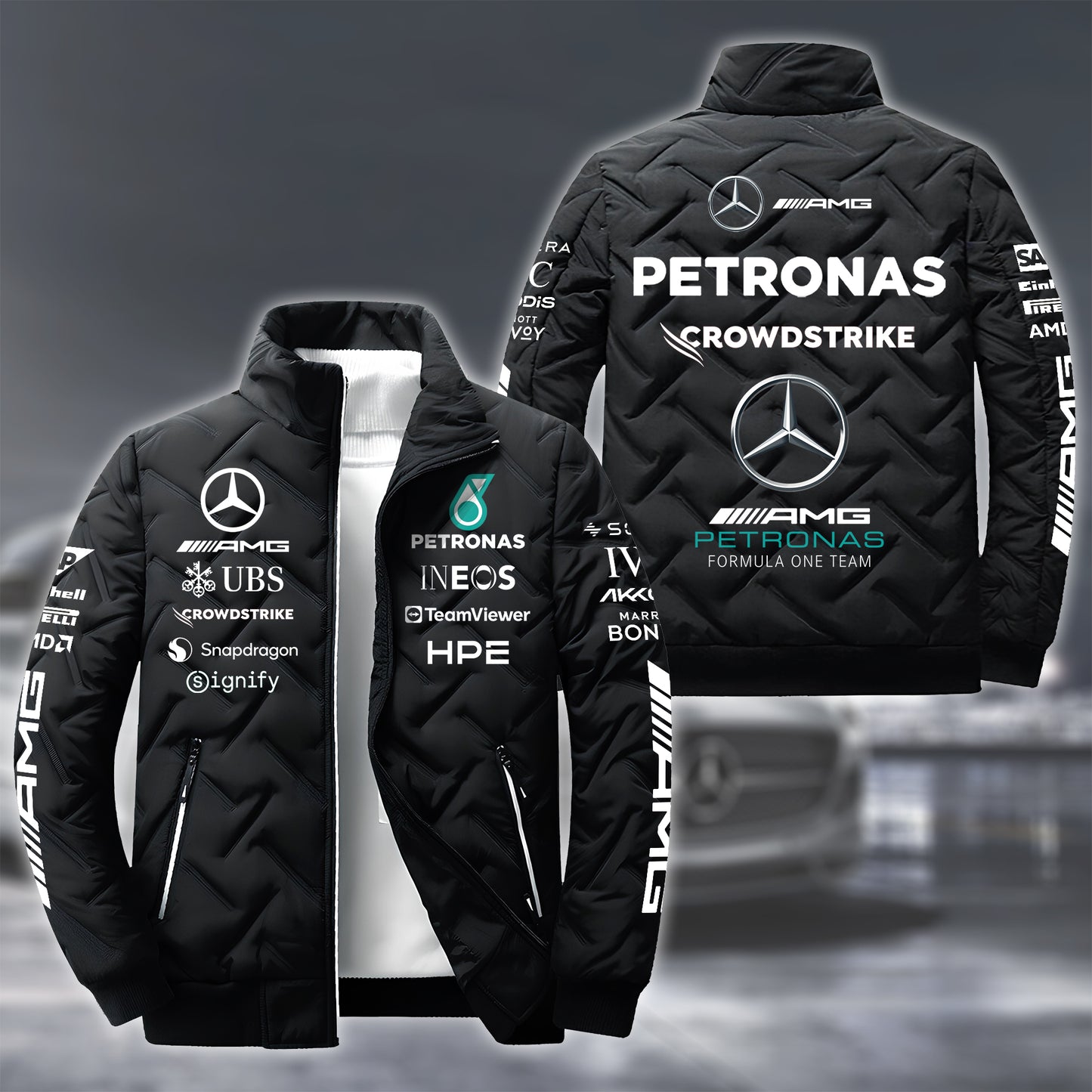 Personalized Merc AMG Petronas Team Puffer Jacket