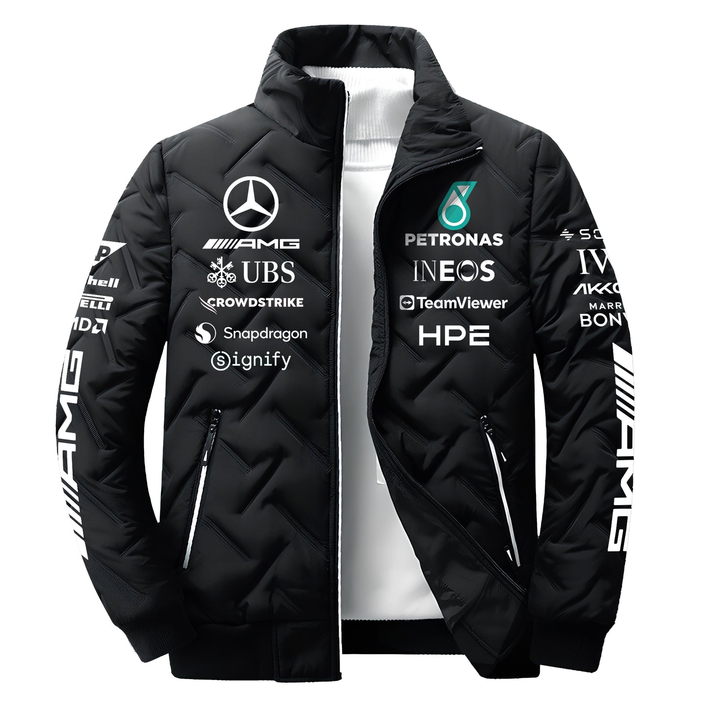 Personalized Merc AMG Petronas Team Puffer Jacket