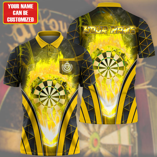 Personalized Name Yellow Darts Flame All Over Printed Unisex Shirt Q050406