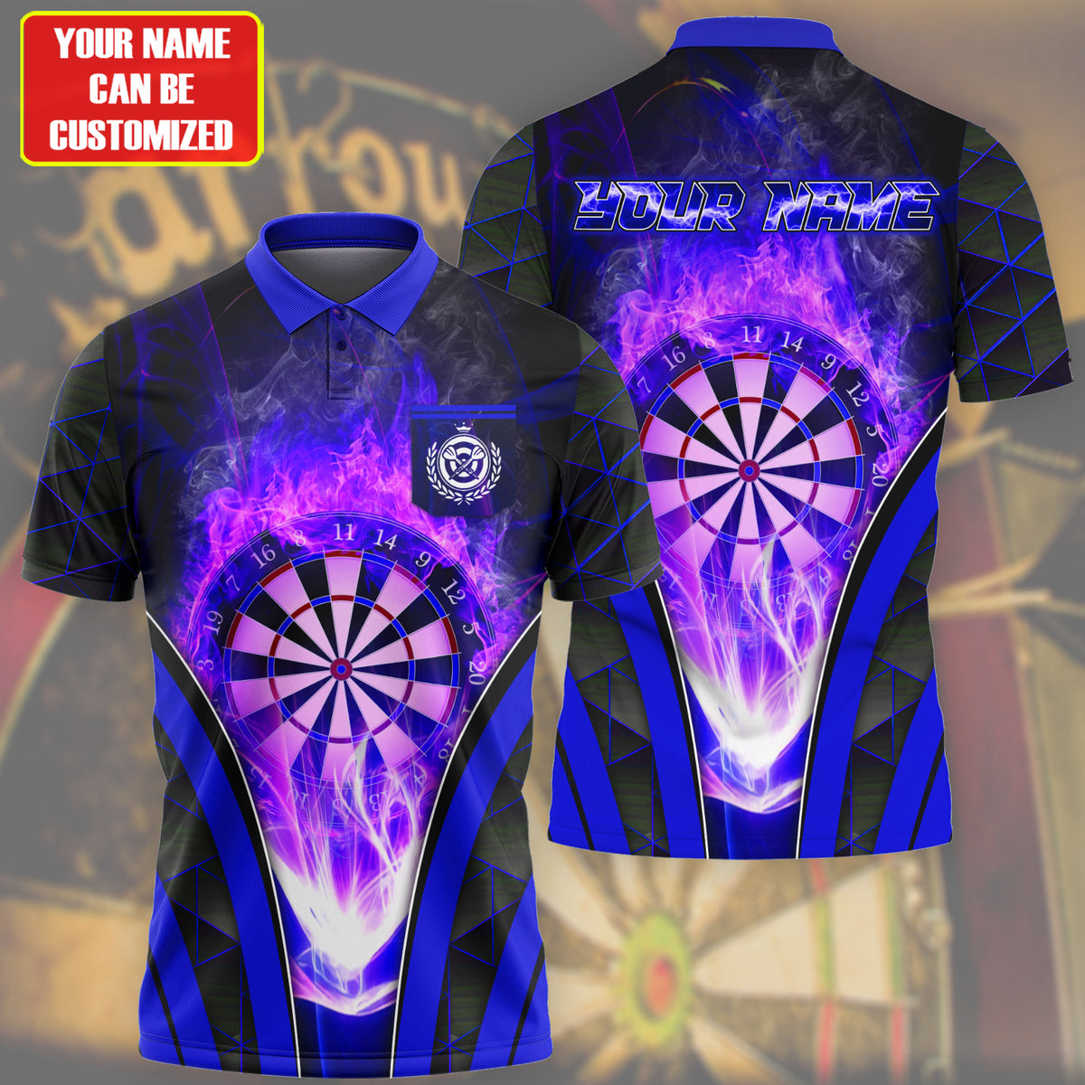 Personalized Name Blue Darts Flame All Over Printed Unisex Shirt Q050406