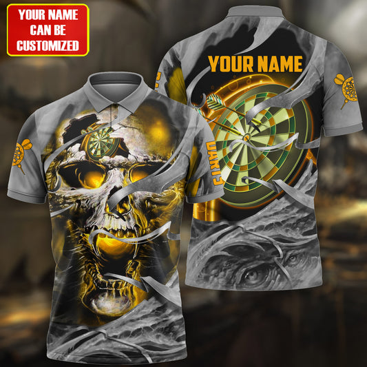 Personalized Name Skull Darts Gothic Yellow Version All Over Printed Unisex Shirt Q050501
