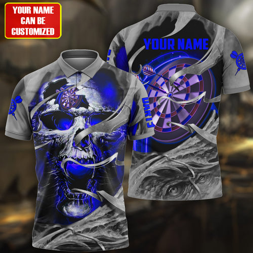 Personalized Name Skull Darts Gothic Blue Version All Over Printed Unisex Shirt Q050501