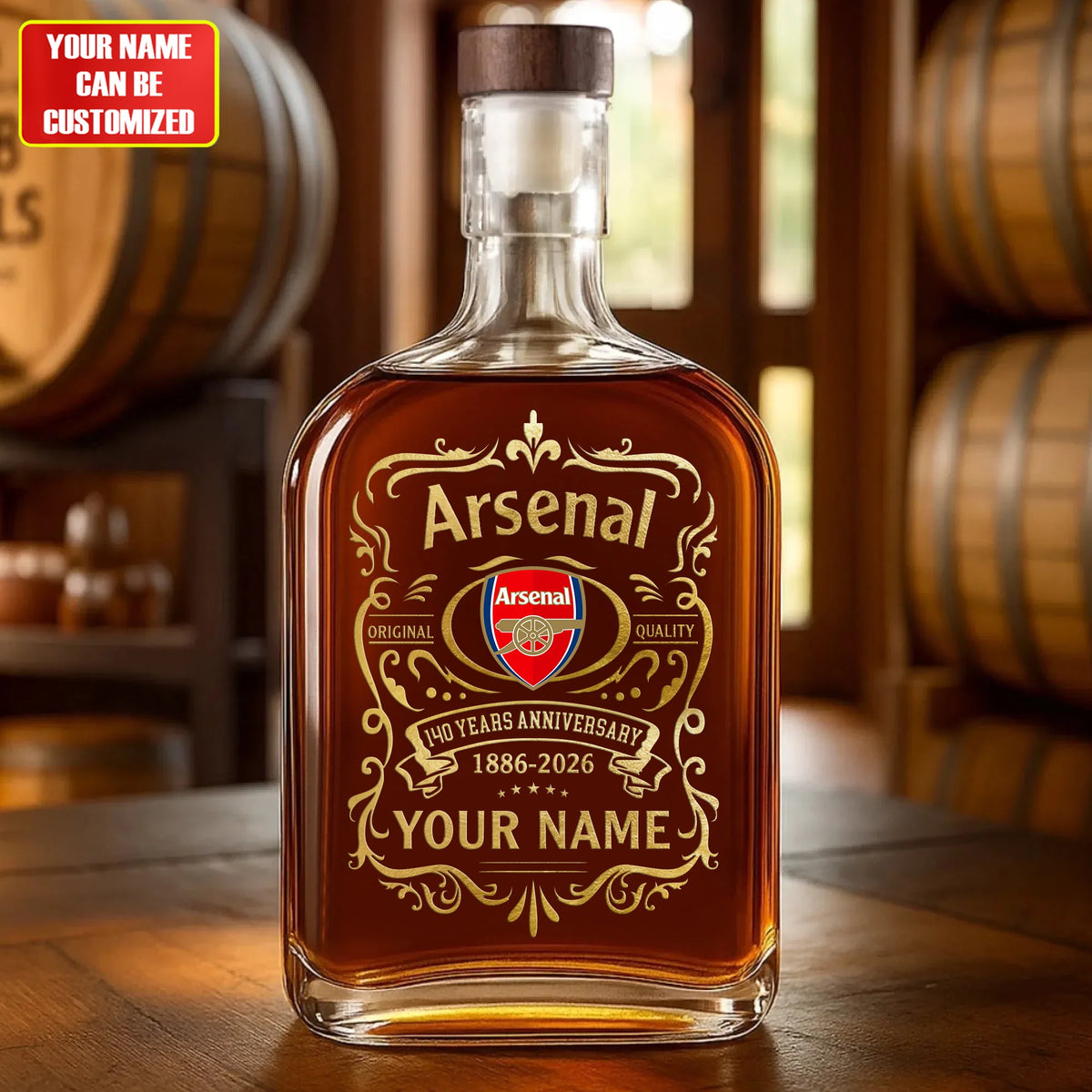 Personalized Arsenal 140 Year Anniversary Wine Glass Bottle
