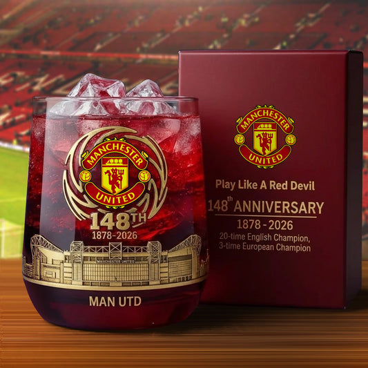 Personalized MU FC 148 Years Anniversary Whisky , MU Whiskey Glass, Holiday Gifts V5