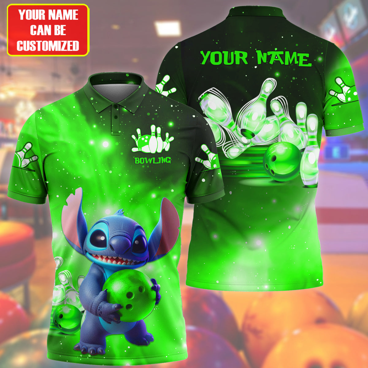 Personalized Name Green ST Bowling All Over Printed Unisex Shirt Q060502