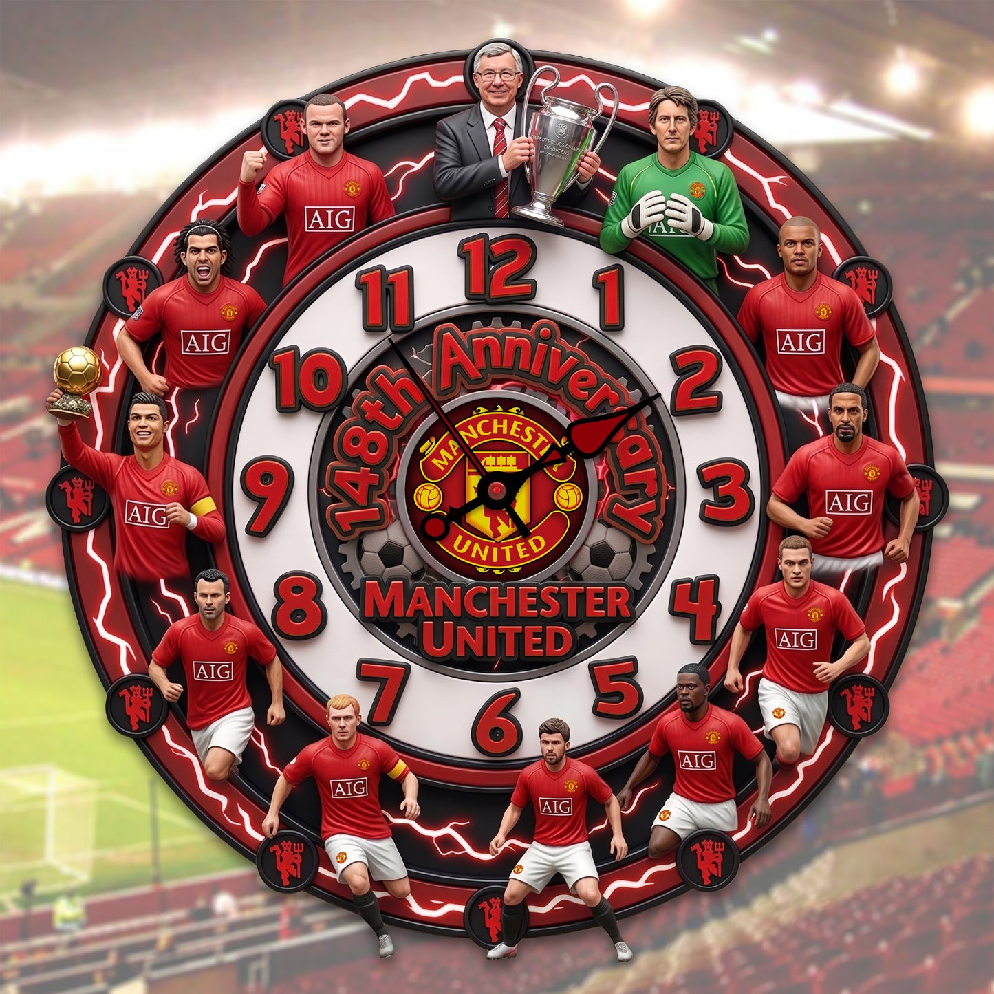 MU FC Legacy Home Decorative 3D Visual Effect Acrylic Wall Clock (1878-2026)