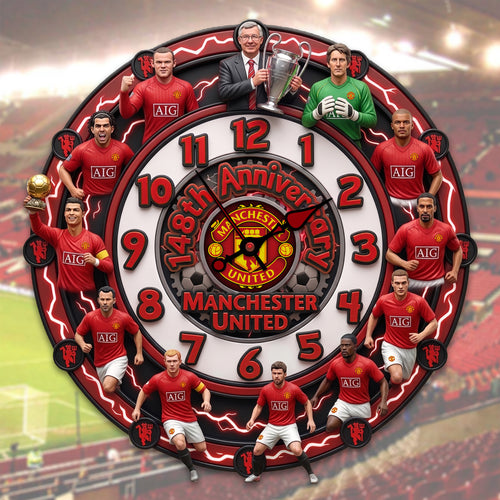 MU FC Legacy Home Decorative 3D Visual Effect Acrylic Wall Clock (1878-2026)