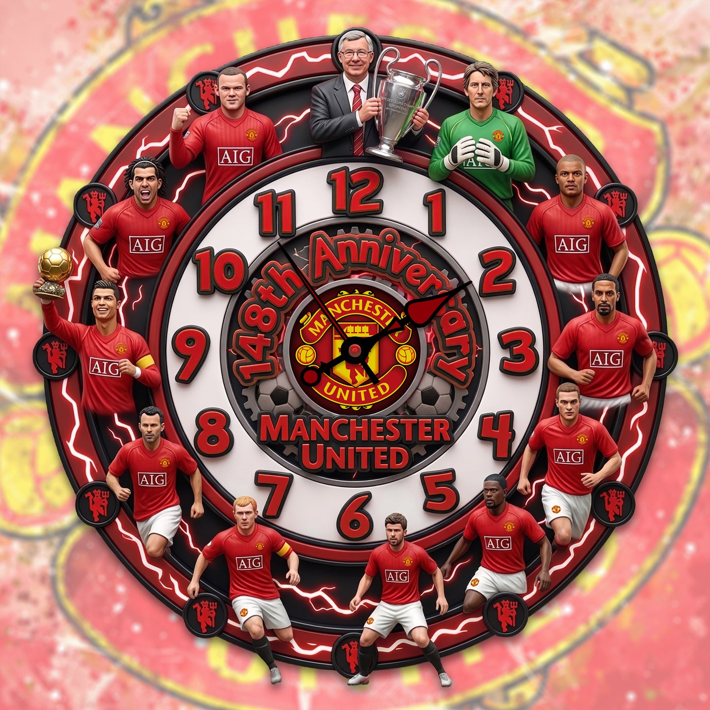 MU FC Legacy Home Decorative 3D Visual Effect Acrylic Wall Clock (1878-2026)