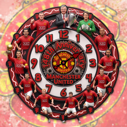 MU FC Legacy Home Decorative 3D Visual Effect Acrylic Wall Clock (1878-2026)