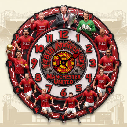 MU FC Legacy Home Decorative 3D Visual Effect Acrylic Wall Clock (1878-2026)
