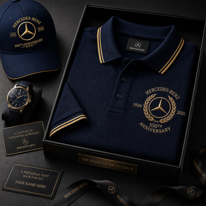 Personalized Merc 100TH Anniversary Sport Polo Shirt ( Included Cap )