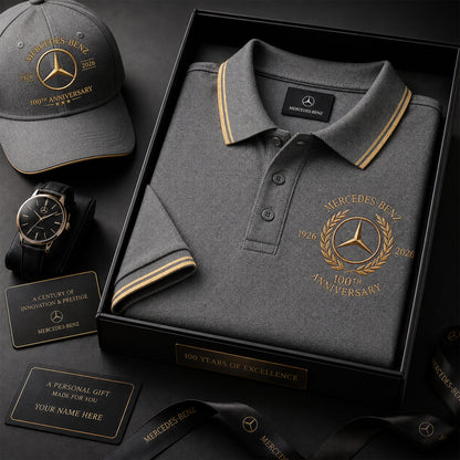Personalized Merc 100TH Anniversary Sport Polo Shirt ( Included Cap )