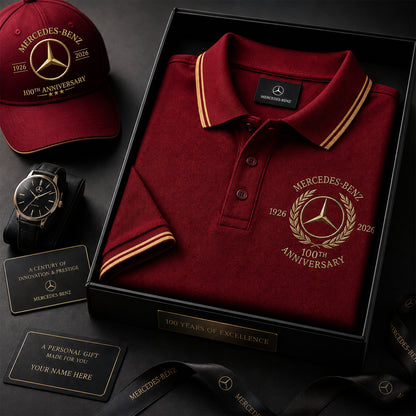 Personalized Merc 100TH Anniversary Sport Polo Shirt ( Included Cap )