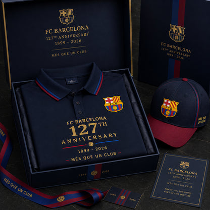 Personalized Barca FC 127TH Anniversary Sport Polo Shirt ( Included Cap )