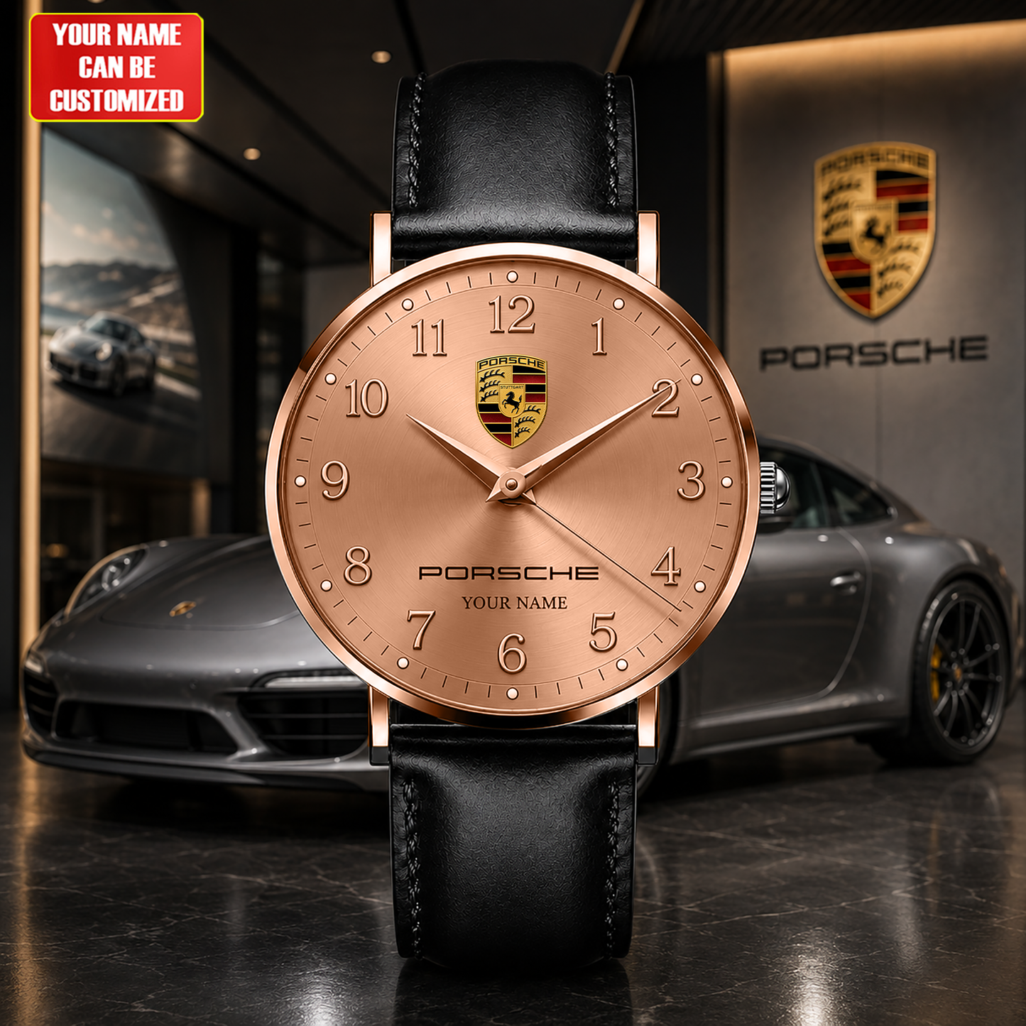 Personalized Pors Elegance Leather Watch