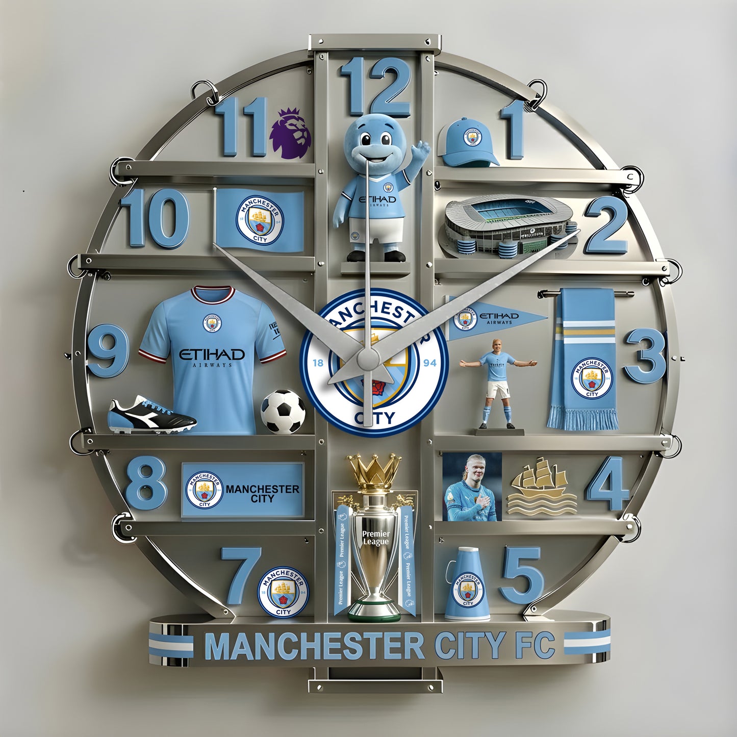 Man City Home Decorative 3D Visual Effect Acrylic Wall Clock