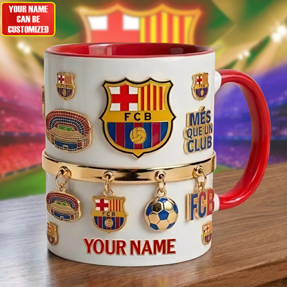 Personalized Barca FC Accent Mug , Cream Mug Gifts , Holiday Gifts