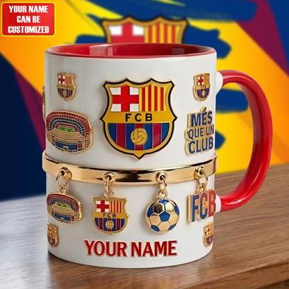 Personalized Barca FC Accent Mug , Cream Mug Gifts , Holiday Gifts