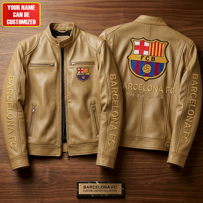 Barca FC Est.1899 Vintage Collar Leather Jacket