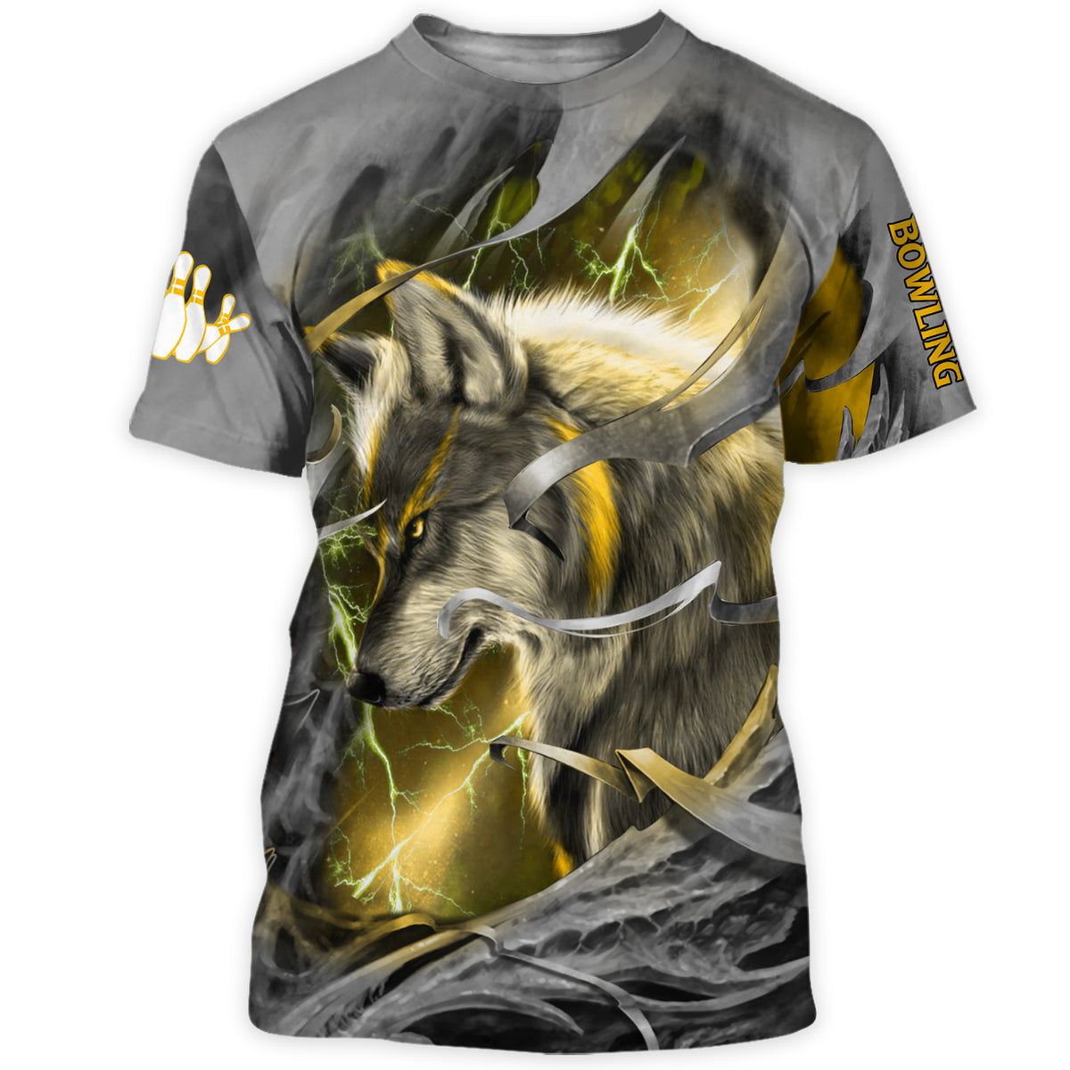 Personalized Name Yellow Wolf Bowling All Over Printed Unisex Shirt Q070504