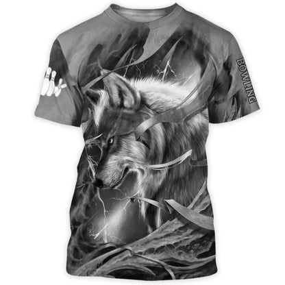 Personalized Name Black Wolf Bowling All Over Printed Unisex Shirt Q070504