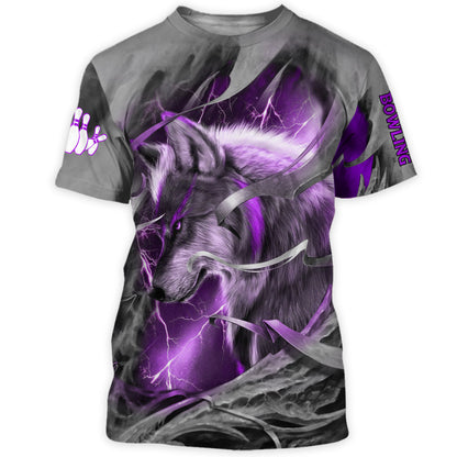 Personalized Name Purple Wolf Bowling All Over Printed Unisex Shirt Q070504