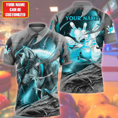 Personalized Name Teal Wolf Bowling All Over Printed Unisex Shirt Q070504