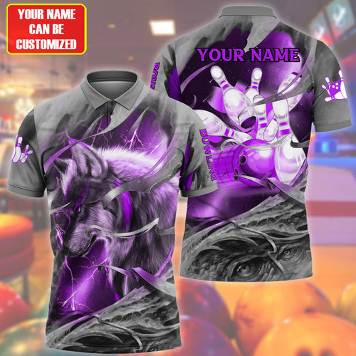 Personalized Name Purple Wolf Bowling All Over Printed Unisex Shirt Q070504