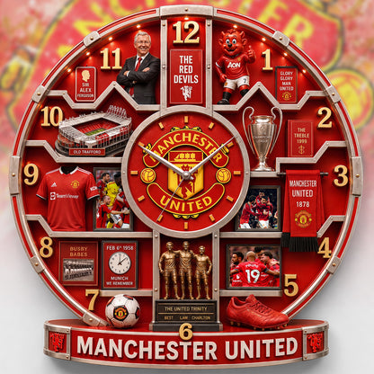 MU FC Glory Home Decorative 3D Visual Effect Acrylic Wall Clock