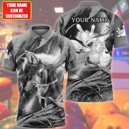 Personalized Name Black Wolf Bowling All Over Printed Unisex Shirt Q070504