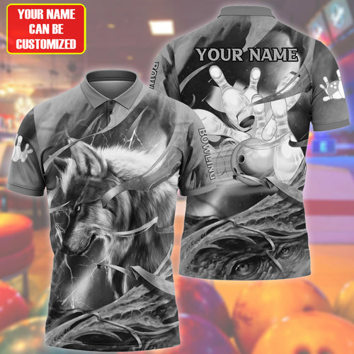 Personalized Name Black Wolf Bowling All Over Printed Unisex Shirt Q070504