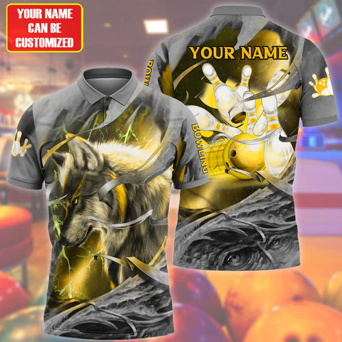 Personalized Name Yellow Wolf Bowling All Over Printed Unisex Shirt Q070504