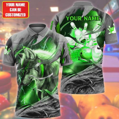 Personalized Name Green Wolf Bowling All Over Printed Unisex Shirt Q070504