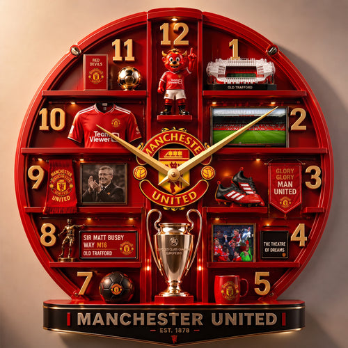 MU FC Glory Home Decorative 3D Visual Effect Acrylic Wall Clock
