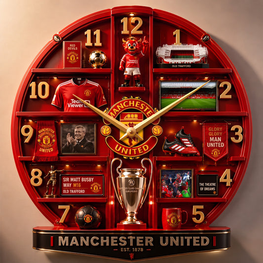 MU FC Glory Home Decorative 3D Visual Effect Acrylic Wall Clock
