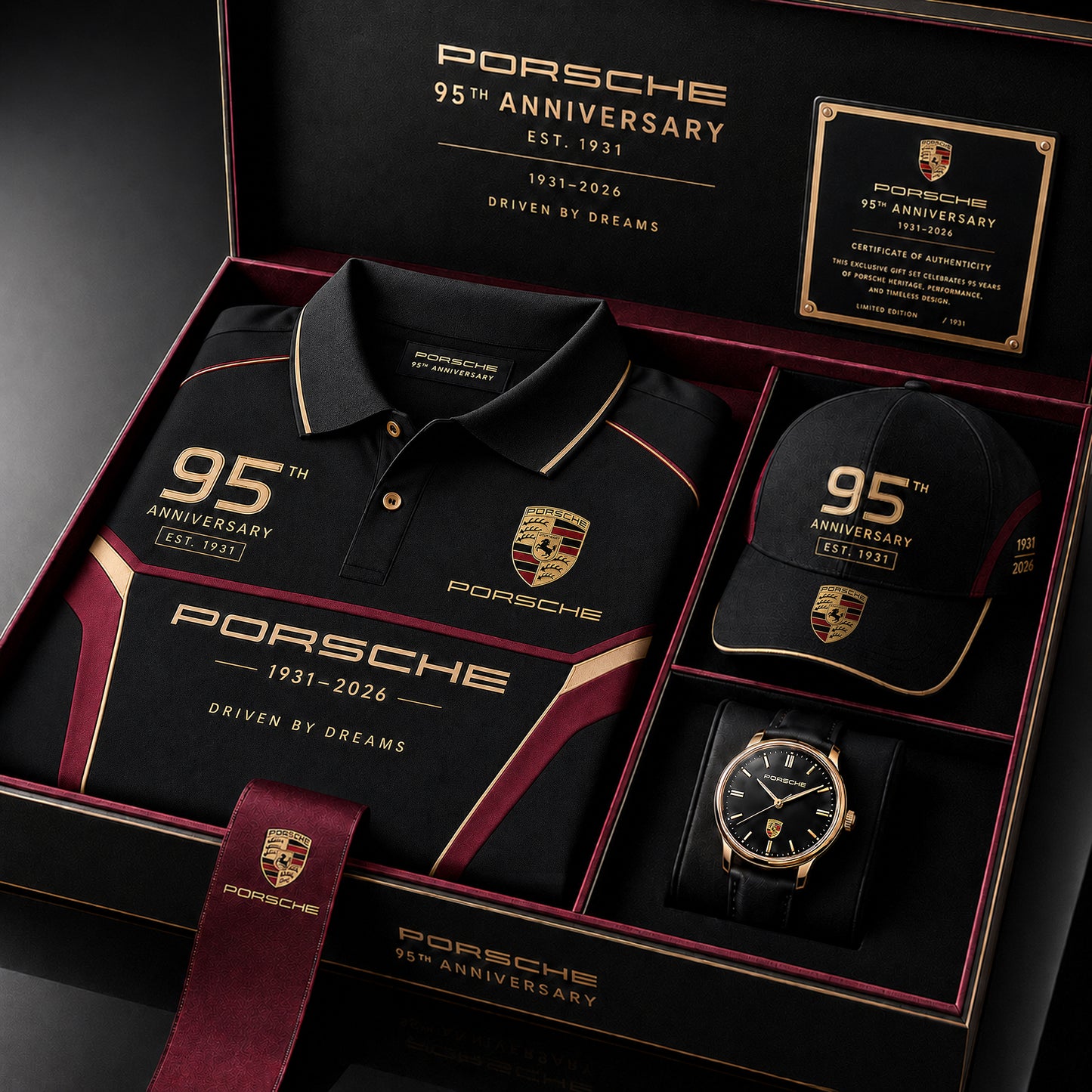 Personalized Pors 95th Anniversary Polo Gift Set ( Included Cap + Watch )