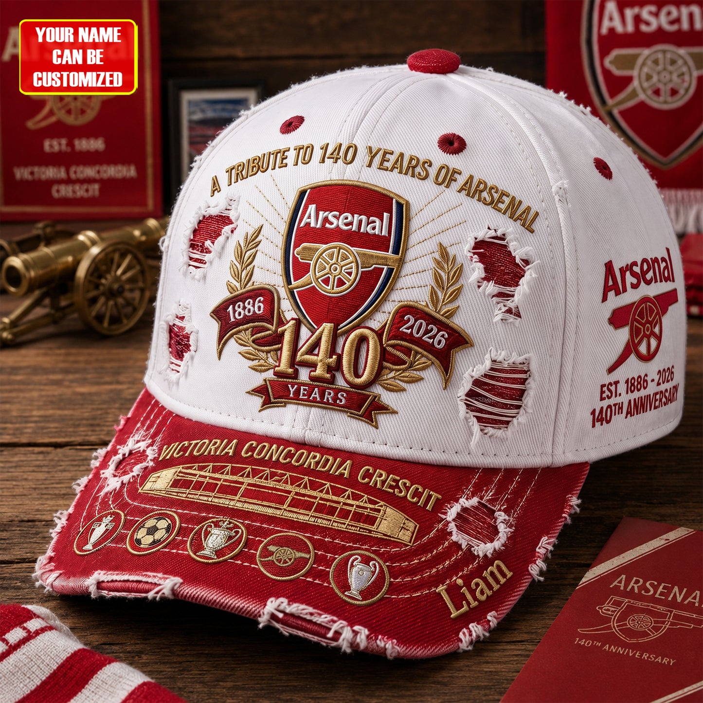 Arsenal FC Celebrate 140 Years Of Legend - Personalized Classic Cap, Gift For Arsenal Fans (1886-2026)